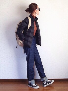 「CANAL JEAN（キャナルジーン）のアイテム（ピアス（両耳用））」を使った、みーさん（レディース・171cm）の冬コーディネート
