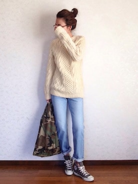 「ALLUMER（アリュメール）のアイテム（パンツ）」を使った、みーさん（レディース・171cm）の冬コーディネート