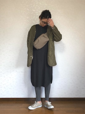 「キルティングコート」｜みーさん（レディース・171cm）の冬コーディネート