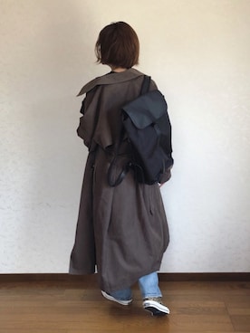 「秋のカフェオレコーデ」｜「アイテム（トレンチコート）」を使った、みーさん（レディース・171cm）の秋コーディネート