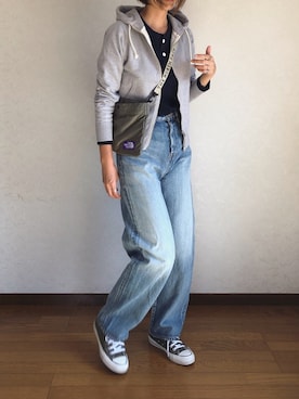 「ALLUMER（アリュメール）のアイテム（パーカー）」を使った、みーさん（レディース・171cm）の秋コーディネート