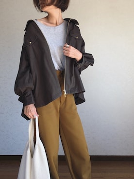 「カシミアニット」｜「アイテム（ジャケット/アウター）」を使った、みーさん（レディース・171cm）の秋コーディネート