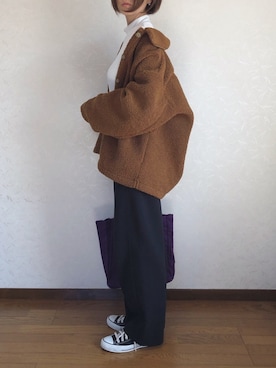 「UN3D.（アンスリード）のオリガミプリーツトート（トートバッグ）」を使った、みーさん（レディース・171cm）の秋コーディネート
