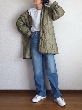 「キルトジャケット」｜「アイテム（アクセサリー）」を使った、みーさん（レディース・171cm）の冬コーディネート