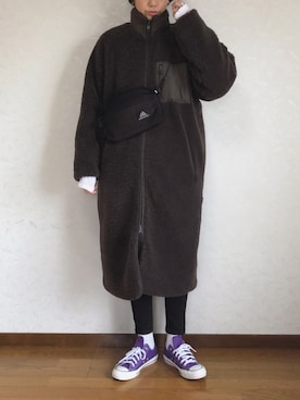 「whideout.（ファイドアウト）のアイテム」を使った、みーさん（レディース・171cm）の冬コーディネート