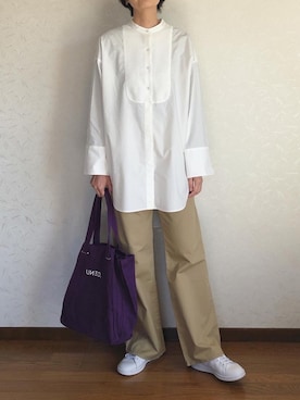 「adidas（アディダス）の＜adidas（アディダス）＞STANSMITH 19FW パープル スニーカー ◆（スニーカー）」を使った、みーさん（レディース・171cm）の冬コーディネート