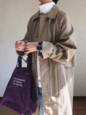 「UN3D.（アンスリード）のオリガミプリーツトート（トートバッグ）」を使った、みーさん（レディース・171cm）の冬コーディネート