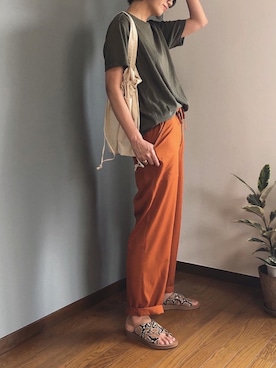 「AS KNOW AS PINKY（アズノゥアズピンキー）のアイテム（トートバッグ）」を使った、みーさん（レディース・171cm）の夏コーディネート