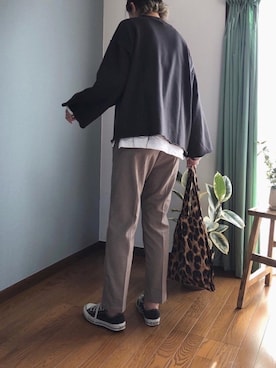 「BEAUTY&YOUTH UNITED ARROWS（ビューティーアンドユースユナイテッドアローズ）のBY∴ ロゴレオパードパーテーショントート ◆（トートバッグ）」を使った、みーさん（レディース・171cm）の秋コーディネート
