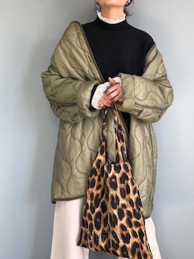 「ボリュームニット」｜「アイテム（ジャケット/アウター）」を使った、みーさん（レディース・171cm）の冬コーディネート