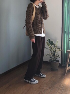 「BEAUTY&YOUTH UNITED ARROWS（ビューティーアンドユースユナイテッドアローズ）のBY∴ ロゴレオパードパーテーショントート ◆（トートバッグ）」を使った、みーさん（レディース・171cm）の冬コーディネート