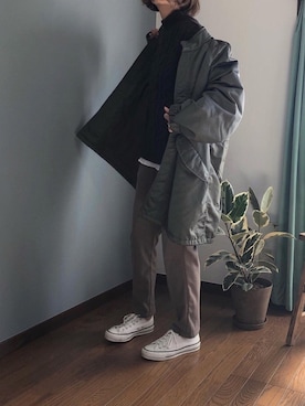 「MOUSSY（マウジー）のアイテム（ミリタリージャケット）」を使った、みーさん（レディース・171cm）の冬コーディネート