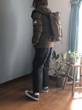 「防寒」｜「アイテム（オールインワン・サロペット）」を使った、みーさん（レディース・171cm）の冬コーディネート