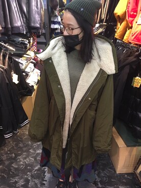 「Alpha Industries（アルファインダストリーズ）のアイテム（モッズコート）」を使った、Leiさん（レディース・163cm）の春コーディネート