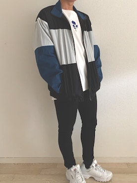 「KANGOL（カンゴール）のアイテム（ナイロンジャケット）」を使った、ぽちさん（メンズ・168cm）の秋コーディネート
