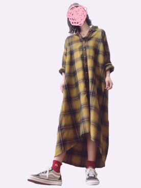 「アイテム（シャツワンピース）」を使った、うららこ。さん（レディース・157cm・30代）の秋コーディネート