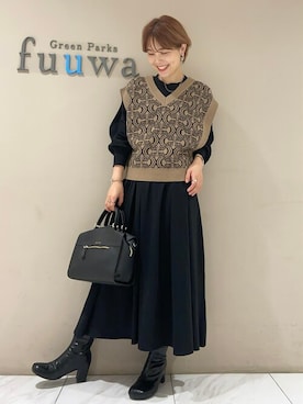 「ベスト×ワンピース」｜SAKAWAさん（レディース・161cm）の秋コーディネート