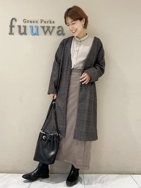 「Green　Parks（グリーンパークス）のアイテム（その他アウター）」を使った、SAKAWAさん（レディース・161cm）の秋コーディネート