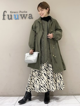 「ELENCARE DUE（エレンカーレデュエ）のアイテム（モッズコート）」を使った、SAKAWAさん（レディース・161cm）の冬コーディネート