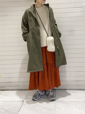 「ELENCARE DUE（エレンカーレデュエ）のアイテム（モッズコート）」を使った、SAKAWAさん（レディース・161cm）の冬コーディネート