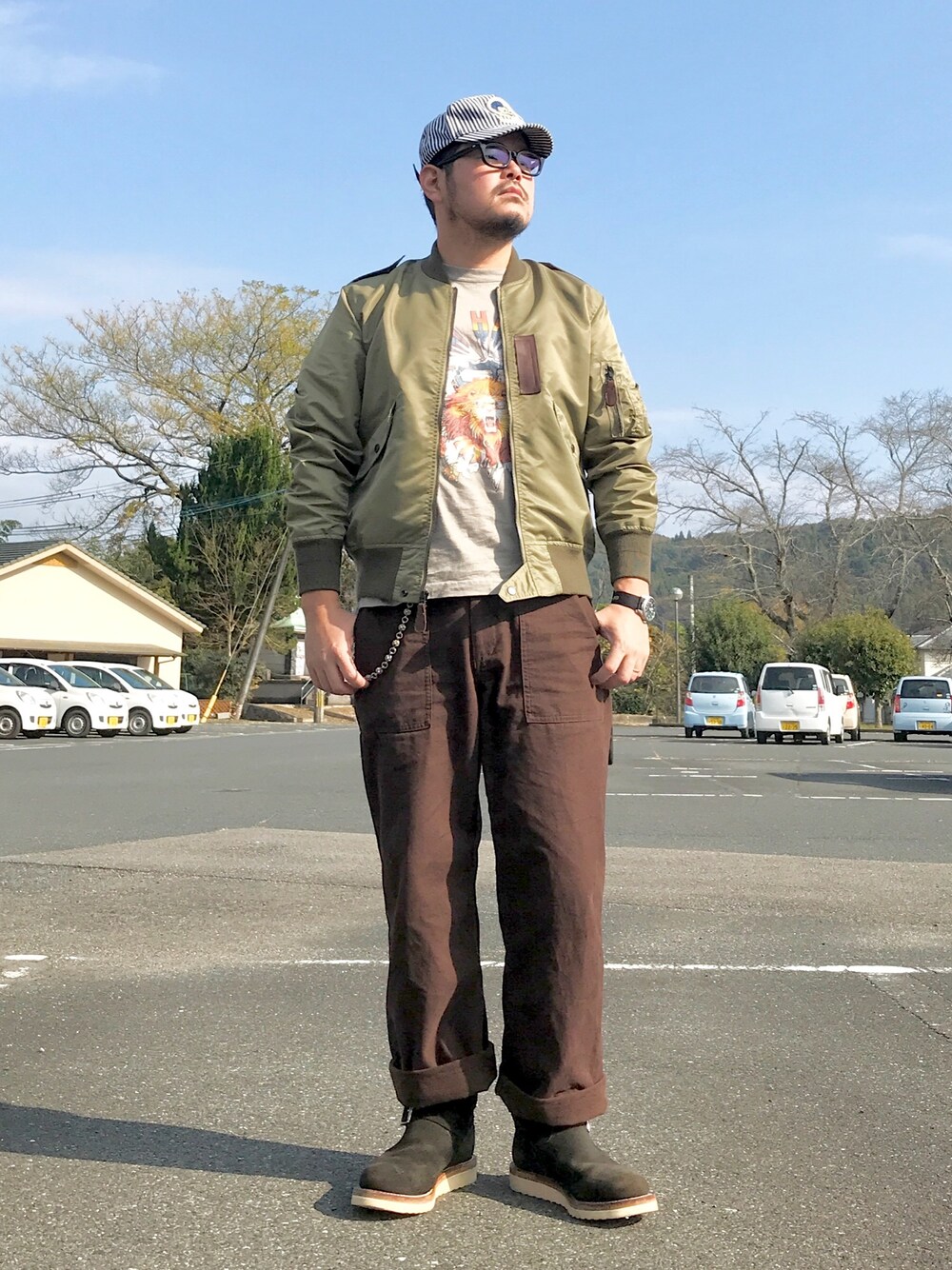 「ミリタリーコーデ」｜「ROUND HOUSEのアイテム（キャップ、ホワイト系）」を使った、aliasremix0210さん（メンズ・175cm）の秋コーディネートの1枚目の写真