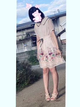 「バラ柄」｜「アイテム（ワンピース/ドレス）」を使った、🍒𓈒𓏸さん（レディース・153cm）の秋コーディネート
