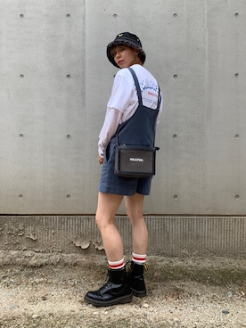 「MILKFED.（ミルクフェド）のアイテム（オールインワン・サロペット）」を使った、今泉 麗華さん（レディース・165cm）の夏コーディネート