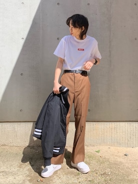 「MILKFED.」｜「アイテム（スタジャン）」を使った、今泉 麗華さん（レディース・165cm）の春コーディネート