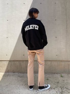 「MILKFED.（ミルクフェド）のアイテム（その他アウター）」を使った、今泉 麗華さん（レディース・165cm）の春コーディネート