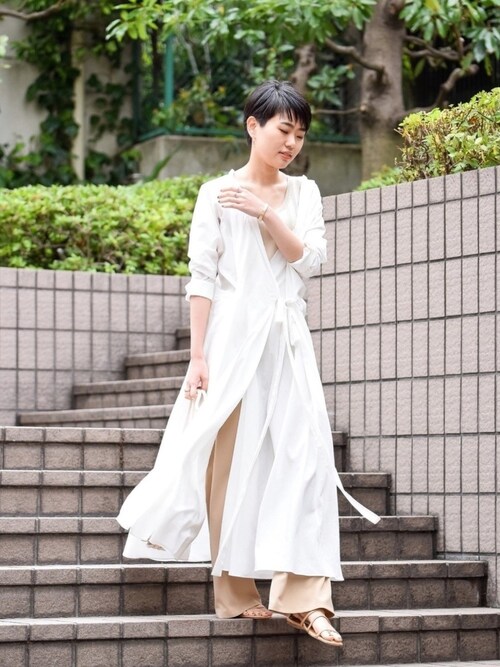 qualite（カリテ）の「コットンカシュクールロングシャツドレス