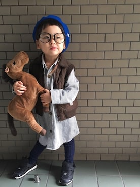 「アイテム（シャツワンピース）」を使った、☺︎いろ☺︎さん（キッズ・90cm）の秋コーディネート