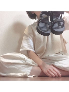 「Teva（テバ）のTeva / プラットフォーム ユニバーサル（サンダル）」を使った、みそさん（レディース・156cm）の秋コーディネート