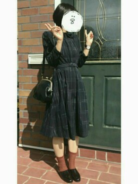 「レトロ」｜「アイテム（スリッポン）」を使った、ささん（レディース・157cm）の秋コーディネート