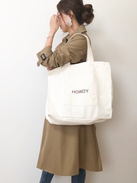 「HYKE」｜「アイテム（トレンチコート）」を使った、raaa__nnさん（レディース・155cm）の春コーディネート