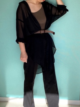 「GU（ジーユー）のアイテム（ベルト、ブラウン系）」を使った、yuka＊さん（レディース・154cm）の夏コーディネート