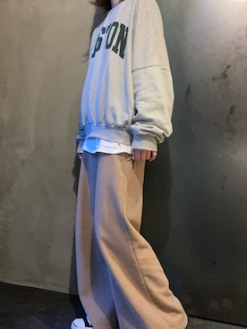 「コロナに負けない」｜「アイテム（スウェット）」を使った、m☻richanさん（レディース・167cm）の春コーディネート