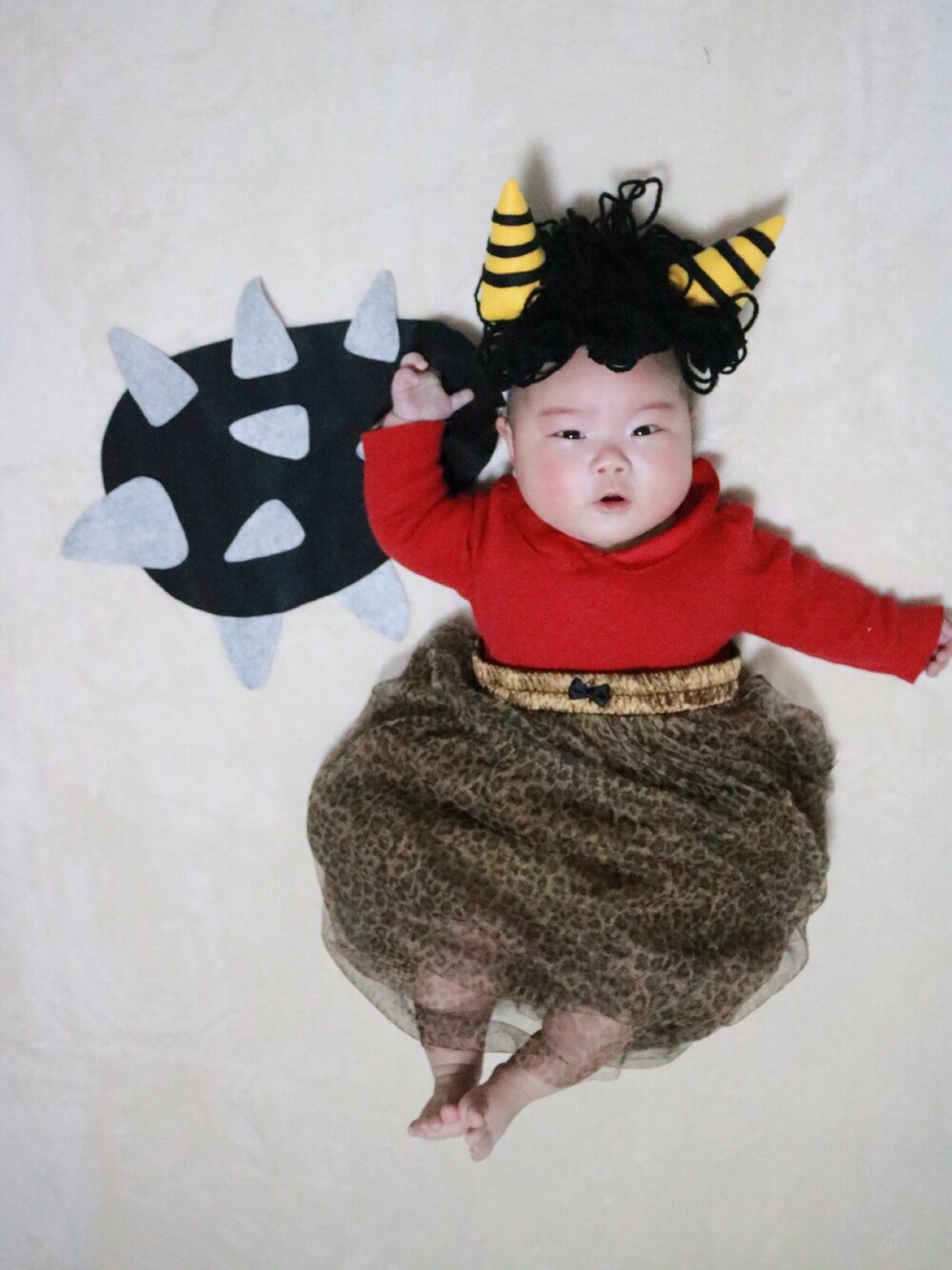 「生後3ヶ月、生後116日、節分、babygap、WOmB、ベビーコーデ、キッズコーデ、女の子、おんなのこ、キッズファッション」｜「babyGAPのアイテム（肌着、レッド系）」を使った、ぶうさん（キッズ・80cm）の夏コーディネートの1枚目の写真