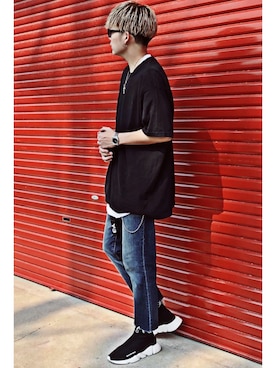 「スピードトレーナー」｜「アイテム（ファッション雑貨）」を使った、KAIさん（メンズ・179cm）の夏コーディネート