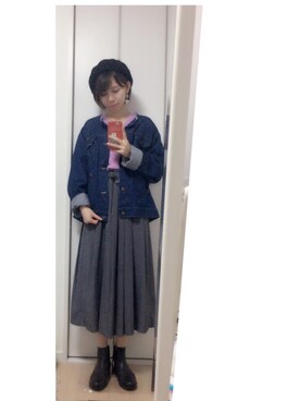 「holiday」｜「アイテム（デニムジャケット）」を使った、ももんがさん（レディース・161cm）の秋コーディネート
