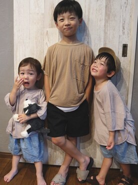 「3兄弟」｜Maaamiさん（キッズ・122cm）の夏コーディネート