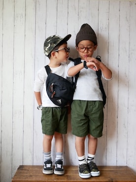 「カーキパンツ」｜skskさん（キッズ・110cm）の秋コーディネート