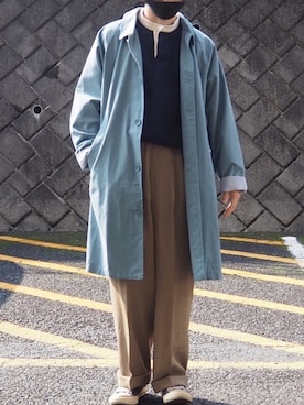 「古着好きな人と繋がりたい」｜「アイテム（ステンカラーコート）」を使った、かいさん（メンズ・162cm）の春コーディネート