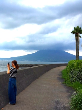 「LOWRYS FARM（ローリーズファーム）のオフショルアソートリブＴシャツ　749834 （Tシャツ/カットソー、グリーン系）」を使った、a__m54さん（レディース）の夏コーディネート