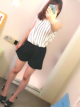 「ROPE' PICNIC（ロペピクニック）の裾スリットノースリーブブラウス（シャツ/ブラウス、ホワイト系）」を使った、a__m54さん（レディース）の夏コーディネート