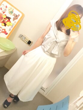 「mysty woman（ミスティウーマン）のアイテム（Tシャツ/カットソー、グレー系）」を使った、a__m54さん（レディース）の夏コーディネート