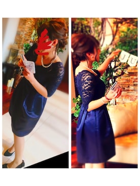 「C.R.E.A.M（クリーム）のアイテム（ワンピース、ブルー系）」を使った、a__m54さん（レディース）の秋コーディネート