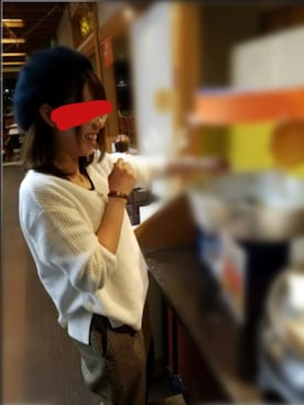 「no brand（ノーブランド）のアイテム（ハンチング/ベレー帽、ブラック系）」を使った、a__m54さん（レディース）の秋コーディネート