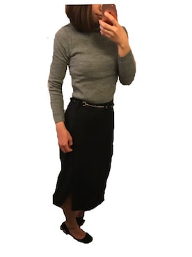 「GU（ジーユー）のアイテム（デニムスカート、ブラック系）」を使った、a__m54さん（レディース）の冬コーディネート