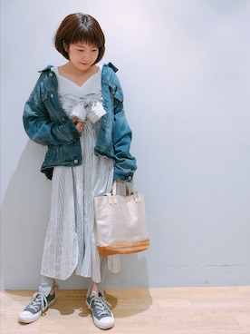 「アレンジ」｜「アイテム（ジャケット/アウター）」を使った、__im_mu__さん（レディース・146cm）の春コーディネート
