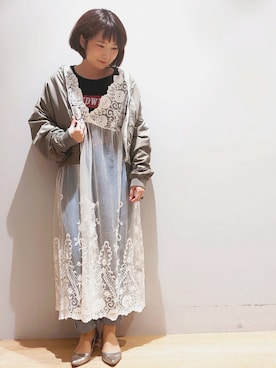 「コラボTシャツ」｜「アイテム（ジャケット/アウター）」を使った、__im_mu__さん（レディース・146cm）の春コーディネート